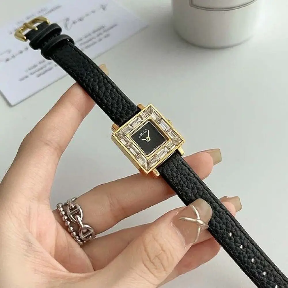 Classic Temperament Small sugar with glass watch strap Quartz Watch For women's girl Student gift  Women's accessories