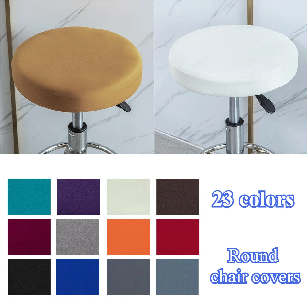 

1PC Solid Color Round Fashion Stretch Bar Stool Elastic Bar and Home Decoration Seat Cover Chair Cover Funda Redonda Para Silla