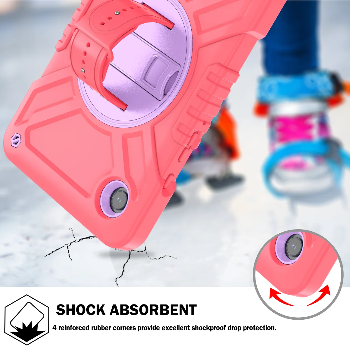

Shockproof Case For Galaxy Tab A9(8.7inch) with 360° Rotating Hand Strap, Portable Shoulder Strap