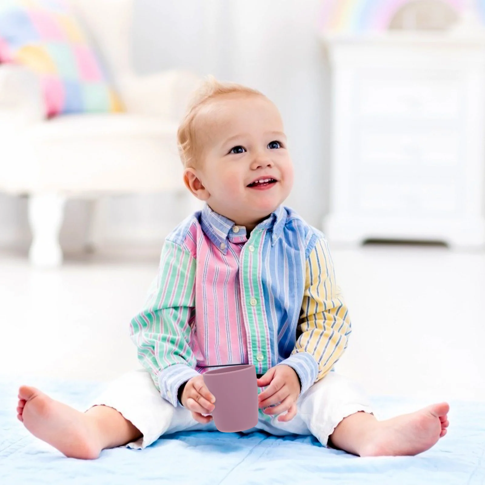 

1pc Baby Silicone Food Grade Safe For Infants Toddlers Training Spill Proof Drinking Cup For Milk Water