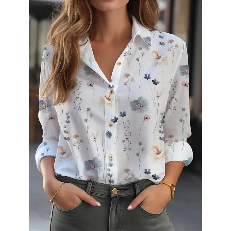 2024 New Elegant Shirt Women Fashion Printing Temperament  Blouse Long Sleeve Shirt Women New Casual Shirt