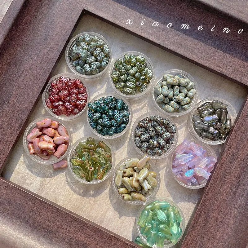 Picture 5: 10pcs Retro Glazed Dried Fish Colorful Cross-shaped Color Patterns Diy Handmade Beaded Spacer Accessories