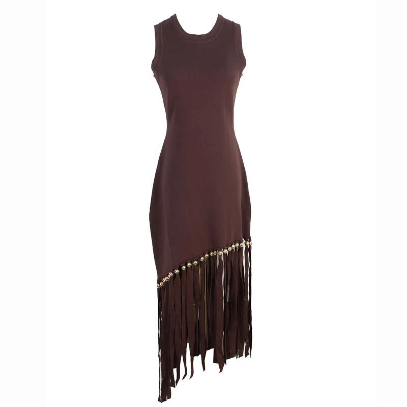 Ele Long Knitted Dr Slim Fit Svel Vintage Tassel Trim Wrap Around Skirt High Waist Silk Tead Lace Summer Dr - Image 3
