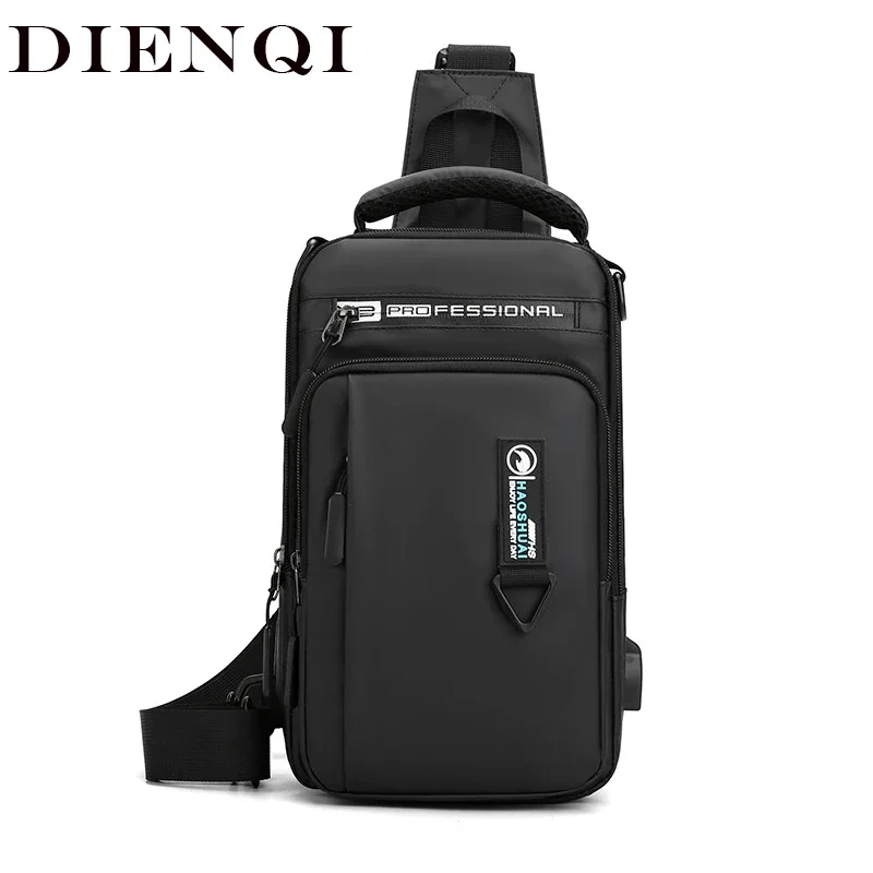 Waterproof Men One Shoulder Backpack Sling Chest Bag Pack USB Boys Cycling Sports Travel Holster Crossbody Bag Student School