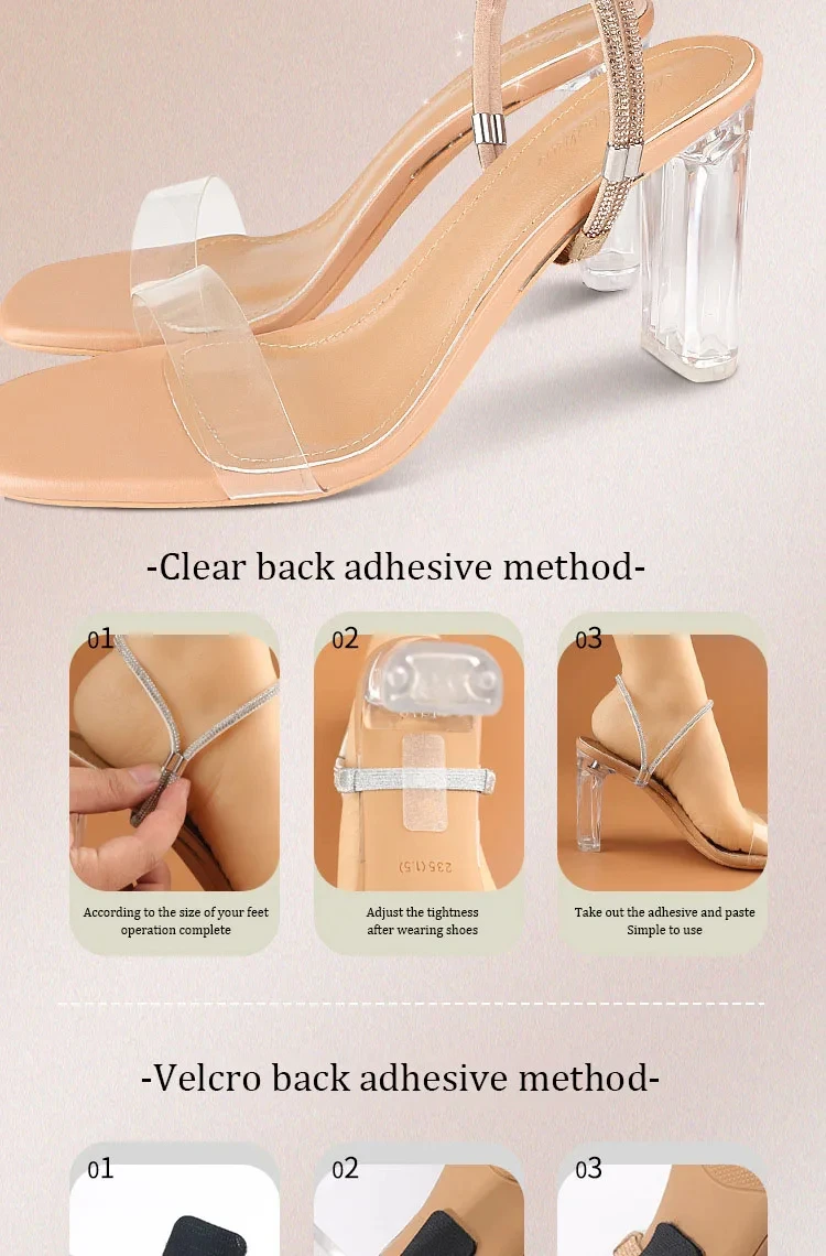 Strassbesetzte High Heels Schuhbänder Anti-Verloren für Damen, elastische Anti-Rutsch-Fixierbänder für den Absatz, Schuhzubehör – Detail 8