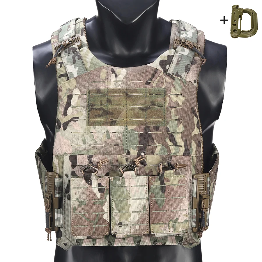 Quick release outdoor vest with adjustable waist and shoulder straps and three storage pockets on the chest