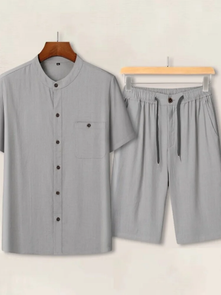 

Летний новый комплект из хлопка и льна в китайском национальном стиле Тан для мужчин среднего и старшего возраста