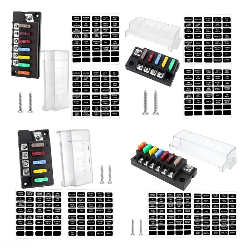 

G7NA 1 In 6 Out Car Safety Panel With Clear Cover And Ground Bus Bar For Auto Boat Mobile Home Projects