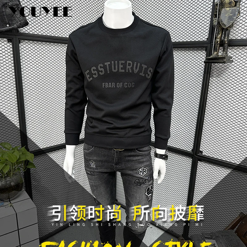 Men’s Pullover Trendy Casual Round Neck Print Letter Male Sweatshirts Commuting Clothing Autumn Winter New Cotton Hoodies M-5xl