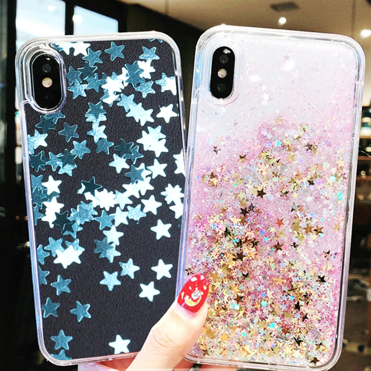 Phone Cases Highpoint - Lantejoulas Estrela Rosada 3mm de Alto