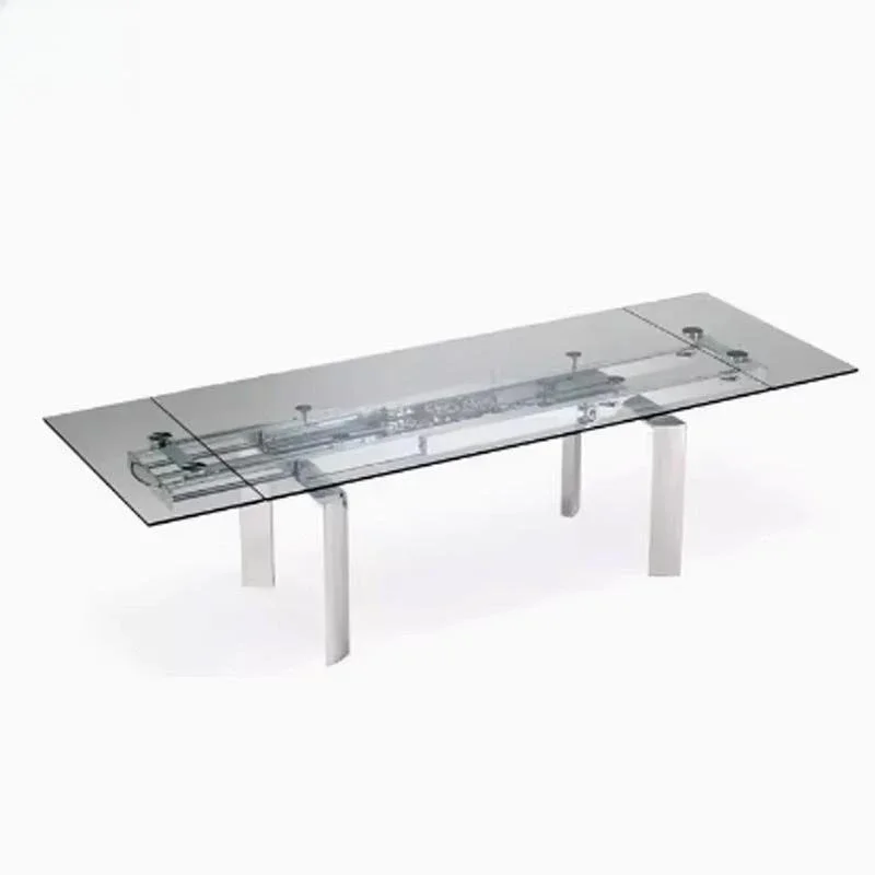 Dining table designer light luxury Nordic glass gear telescopic electroplating multi-functional table