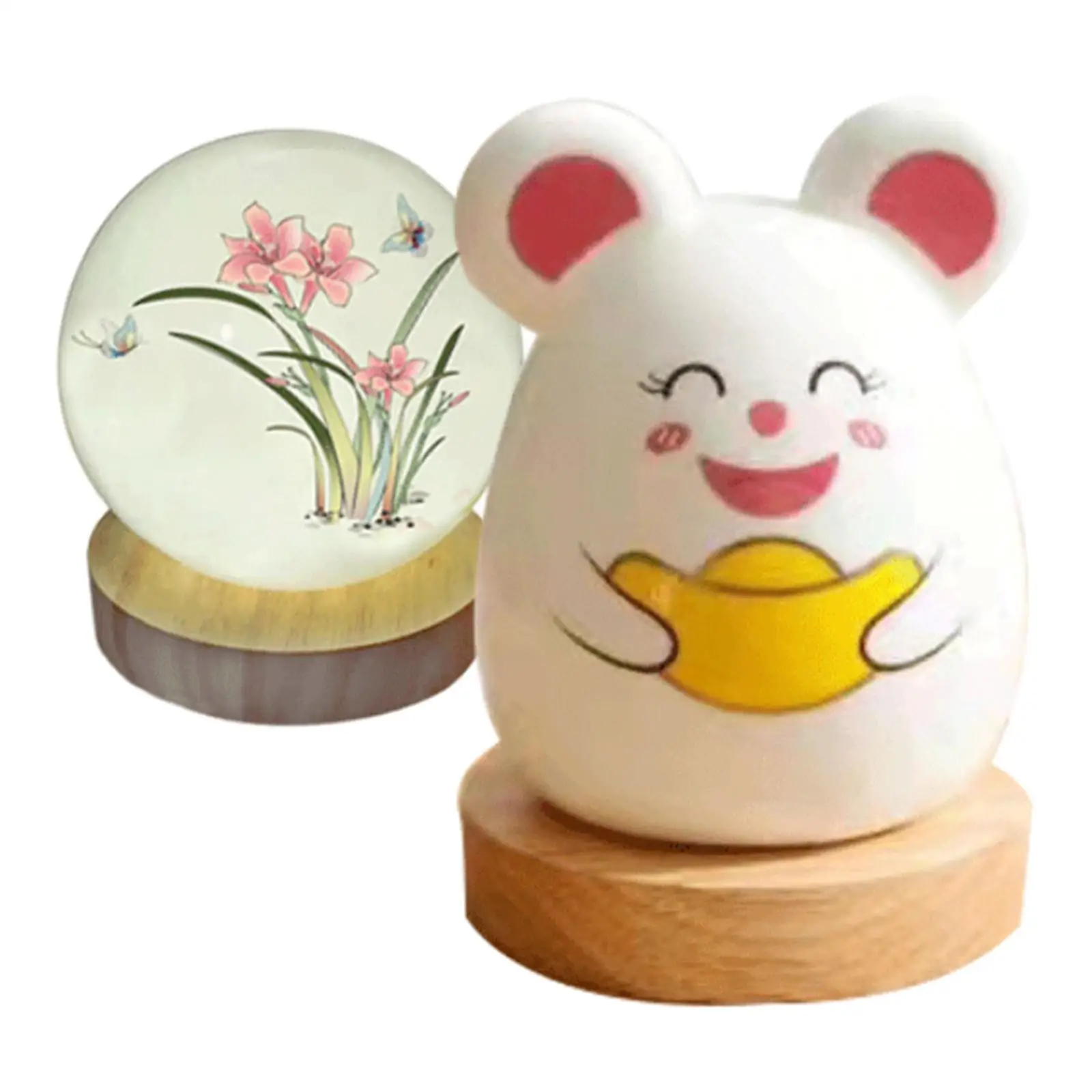 

LED Lamp Base, 70mm Wooden Lights USB Powered Lamp Base Stand for jewelry resin material art Vase Acrylic
