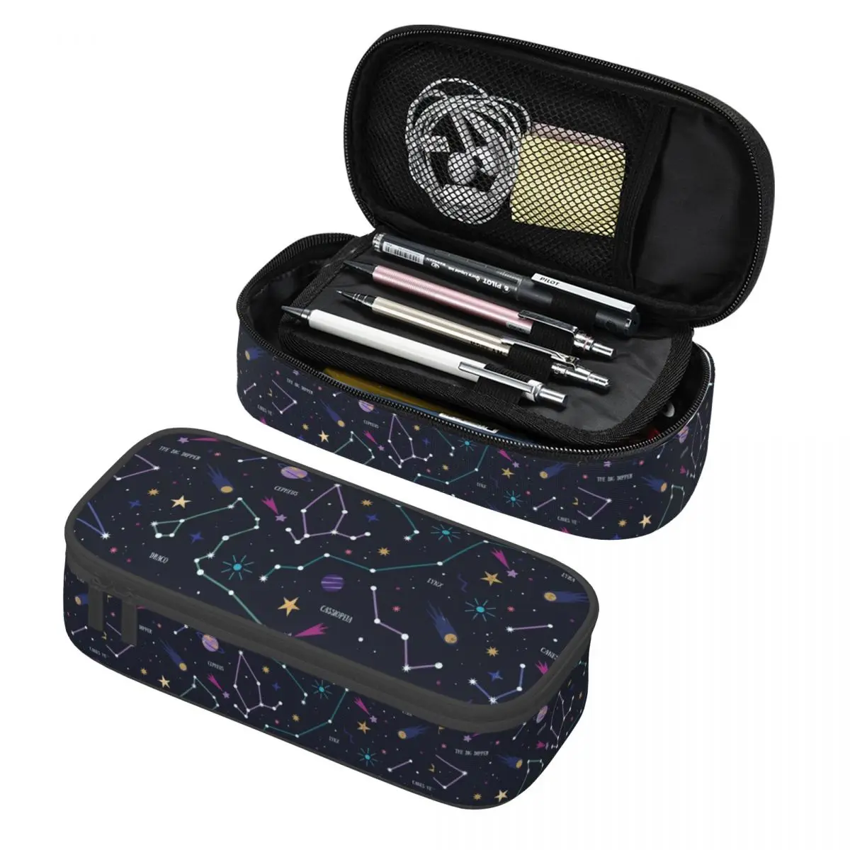 Custom Cute The Stars Pencil Cases for Girls Boys Space Galaxy Large Capacity Pen Box Bag Stationery