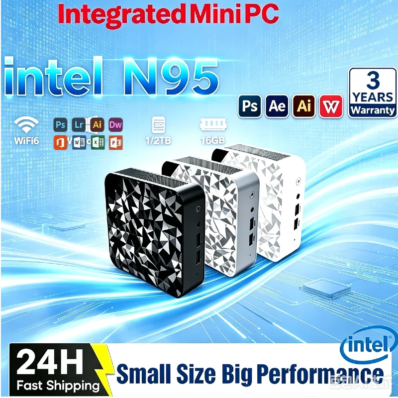New Ultra Small Intel N95 Mini PC,16GB DDR4,1TB/2TB M.2 SSD,Windows 11 Home,4K HD,Ideal for Daily Use and Light Gaming
