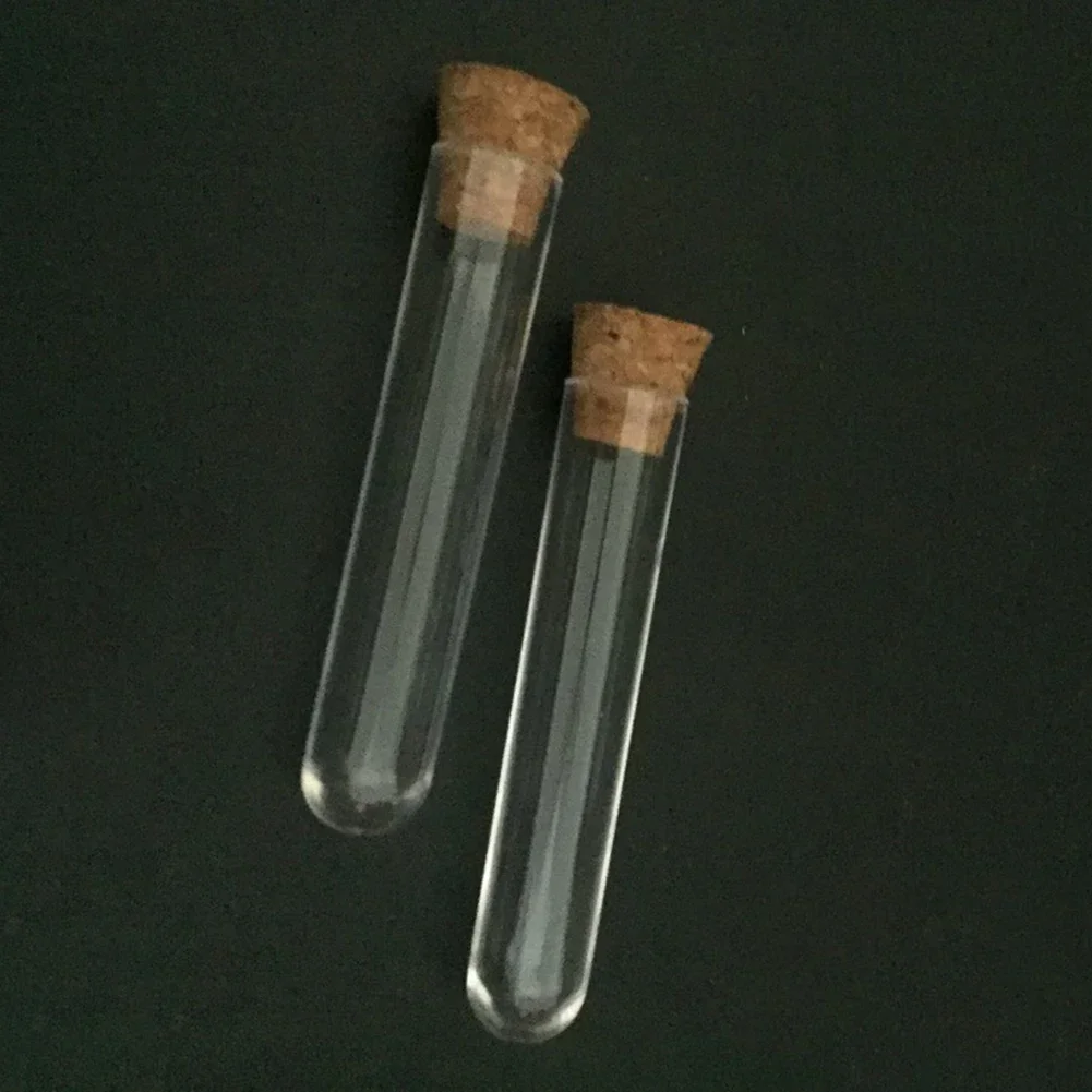 12*60mm Home Tools Small Plastic Test Tube with Cork Stopper Dragees Jars Bottles