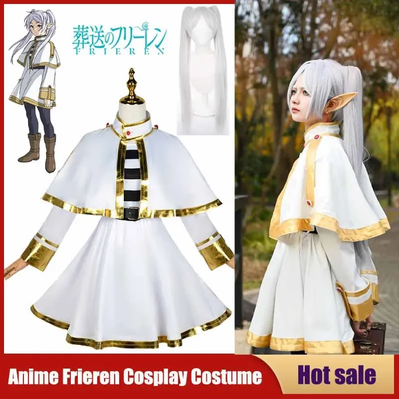 

Frieren Cosplay Costume Anime Frieren Beyond Journey's End Dress Ears Wig Outfit Fantasy Women Adult Carnival Party Mage Clo@0Z*