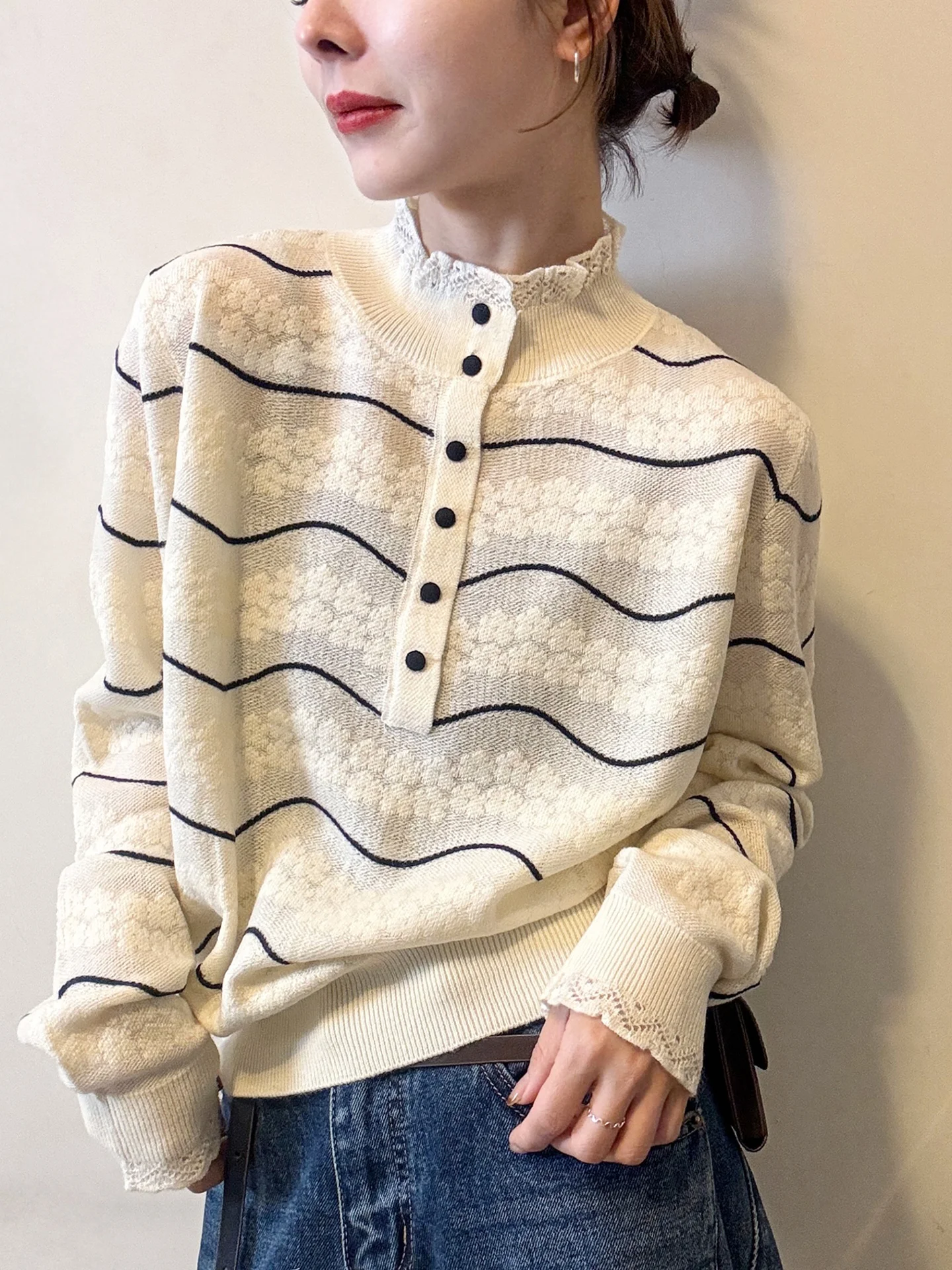 

e Свитер Thiened Long Sve с вышивкой, топ с цветочным принтом для молодежи, зимняя одежда премиум-класса