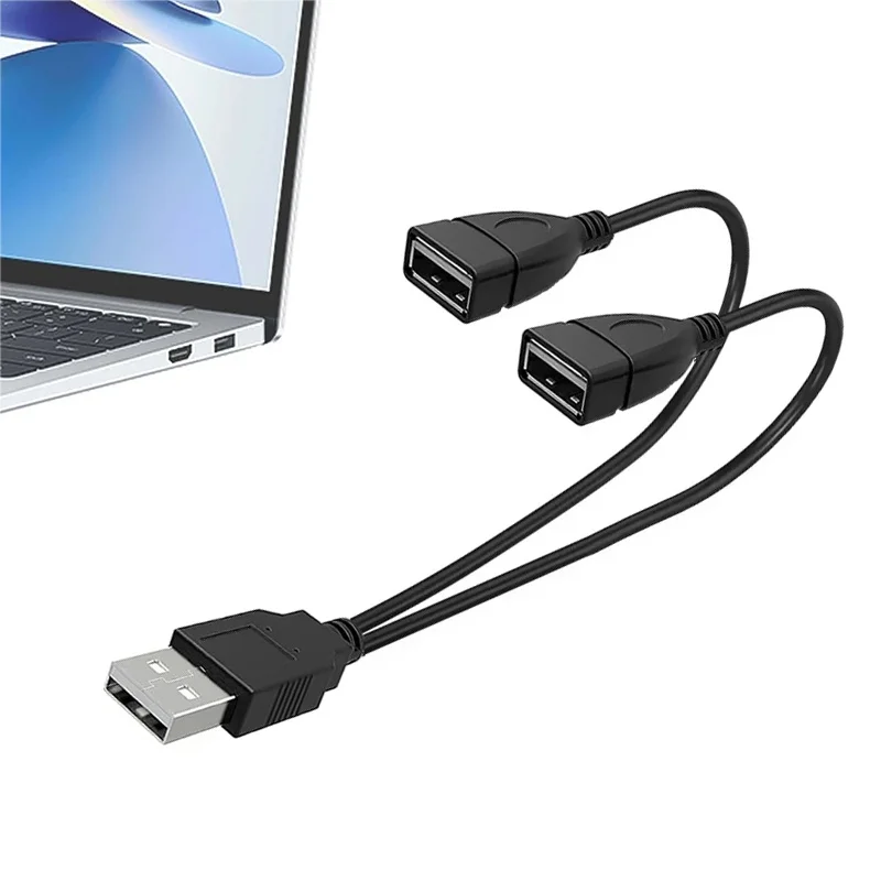 15/30cm USB 2.0 A 1 Male to Dual USB Female Data Hub Power Adapter Y Splitter For USB Charging Power Cable Cord Extension Cable
