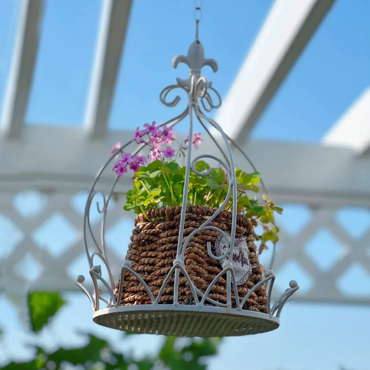 LH hanging basket Outdoor wrought iron hanging basket Garden decoration arrangement Hanging flower pot rack