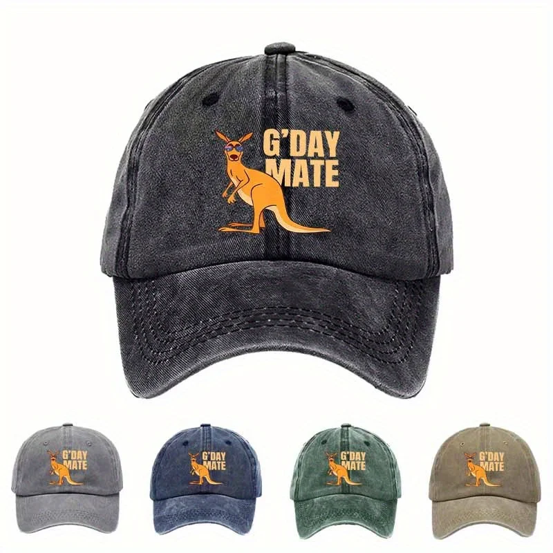 

1 Playful Kangaroo Baseball Cap | Creative Combination Of Leaping Kangaroo Flag And Local Greetings, Australian-Style Travel Out