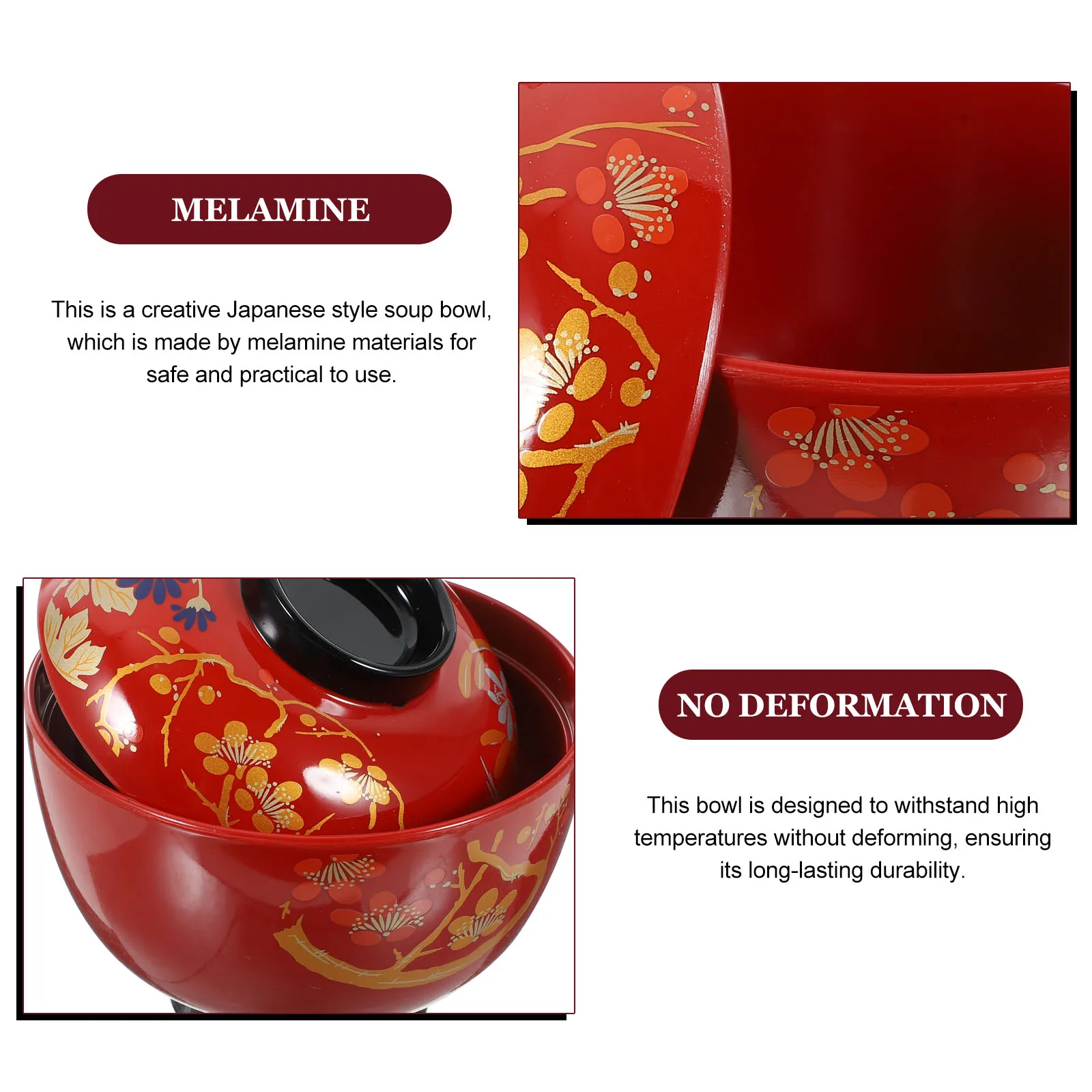 

Miso Soup Bowl Japanese Tableware Melamine Dishes Lidded Bowls Rice Sushi Kitchen Utensils Food Container