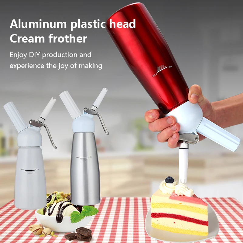 

1Pc 500ML Aluminum Cream Foamer Whipper Chargers With 3 Nozzles Foam Whipped Cream Dispenser Cake Making Decorating Tool