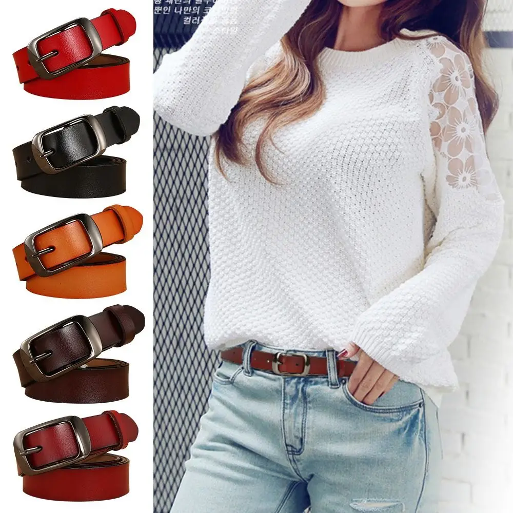 

All-match Wild Skirt Casual Ladies Dress Belts Pants Bands Genuine Leather Belt Metal Buckle Waistband