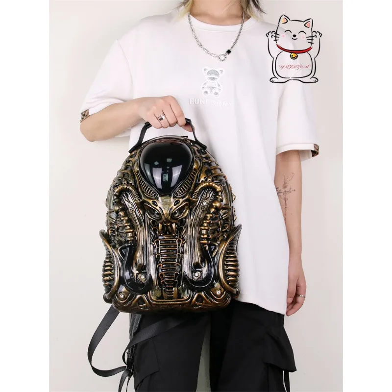 

Anime Iron Blood Warrior Backpack Unique Alien Backpack Cosplay Punk Style Halloween Carnival Night