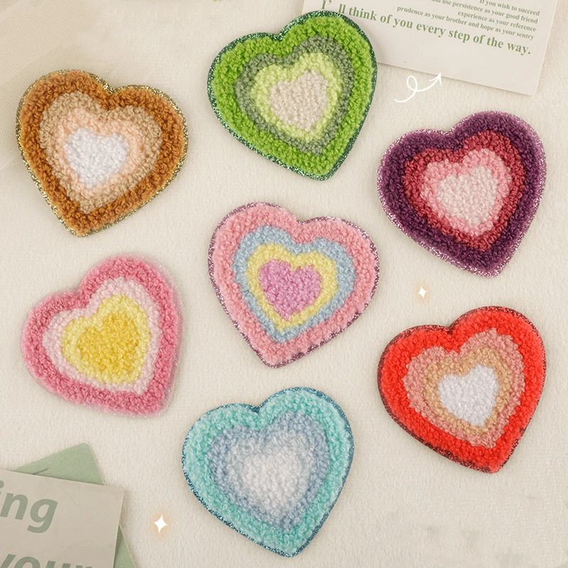 

Нашивки с сердечками из синели, нашивка с вышивкой, железная аппликация, значок для сумки, аксессуары для одежды, хит продаж, украшение из ткани