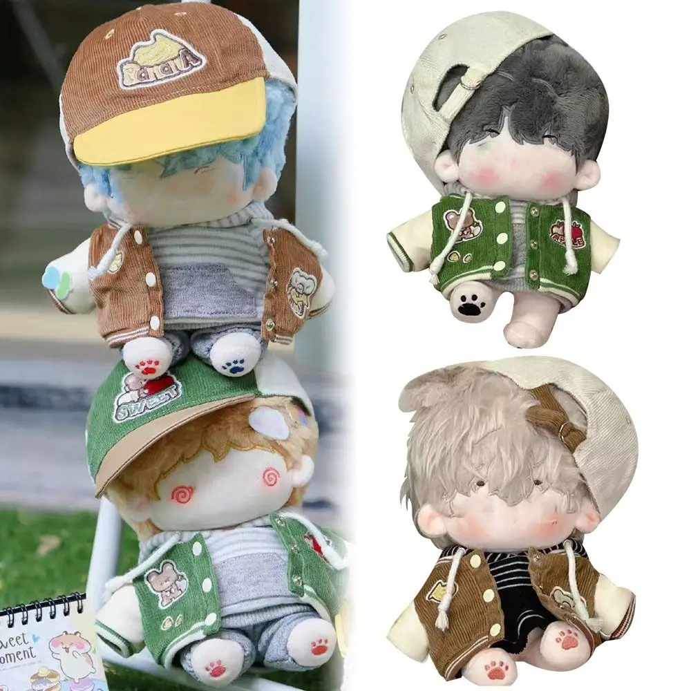 20cm Doll Clothes Jackets Cotton Stuffed Dolls Cartoon Pattern Baseball Uniform Coat Changing Dressing Game Playing House Gift