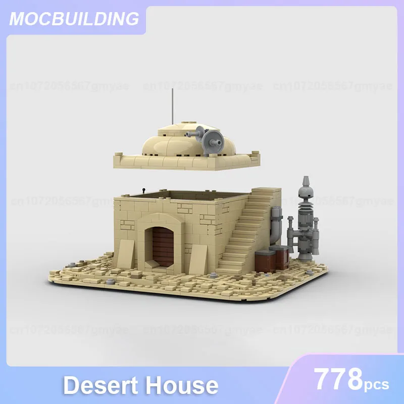 Modelo de casa del desierto MOC, bloques de construcción, ensamblaje de ladrillos, arquitectura, exhibición, paisaje, Colección creativa de Navidad, juguetes, regalos