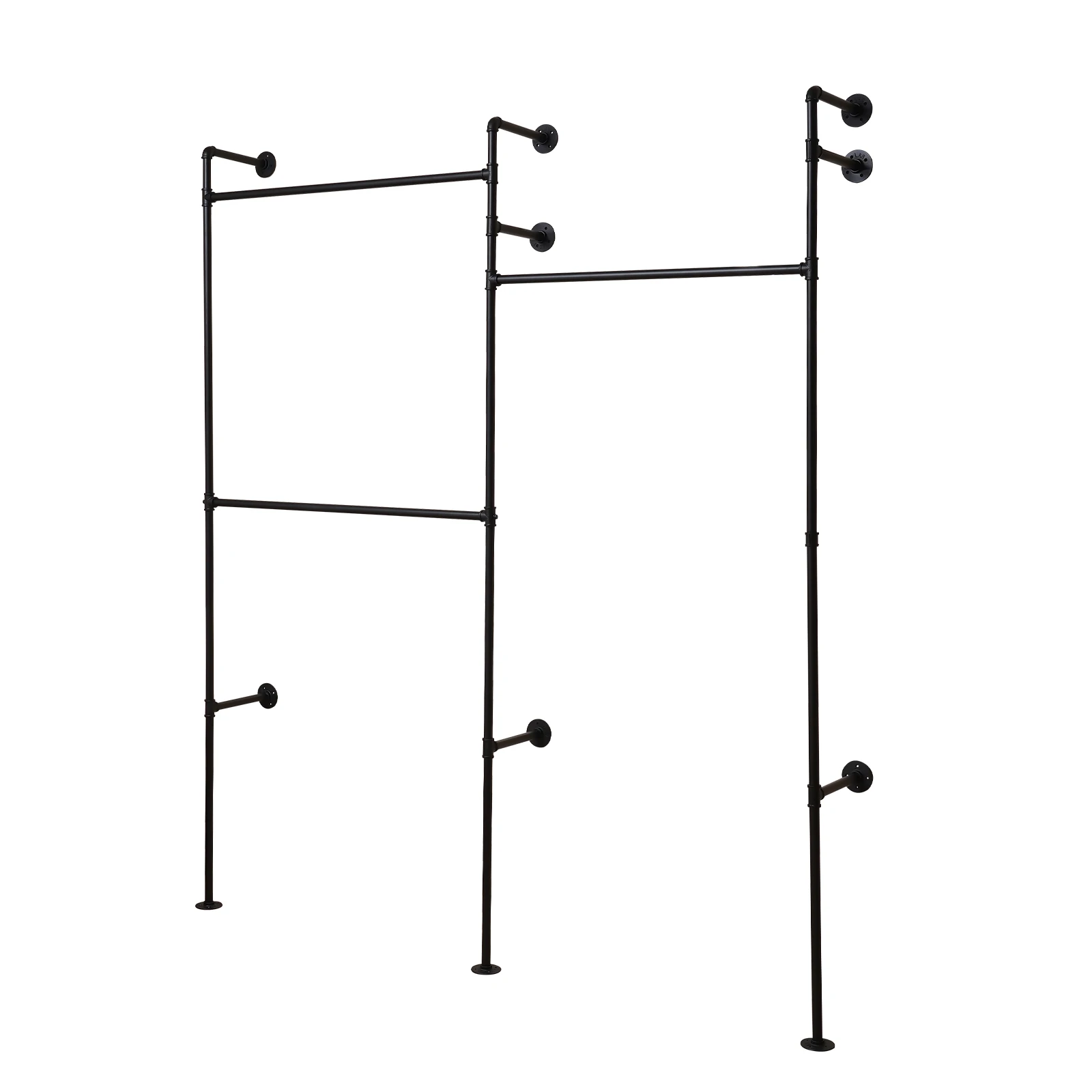 Industrial Pipe Clothes Rack Wall Mounted Garment Rack Closet Display Storage Garment Clothing Display Stand Rack