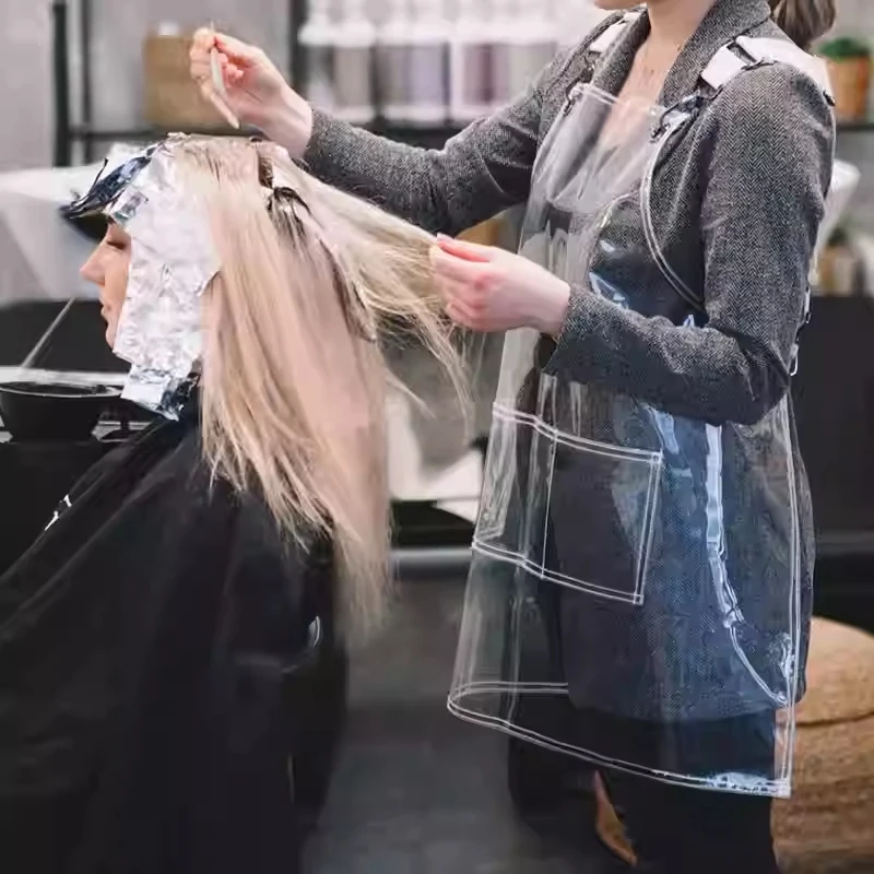 패셔너블한 투명 PVC 앞치마 방수 주방 가정용 액세서리 미용실 세탁 가능 방오 리본 앞치마