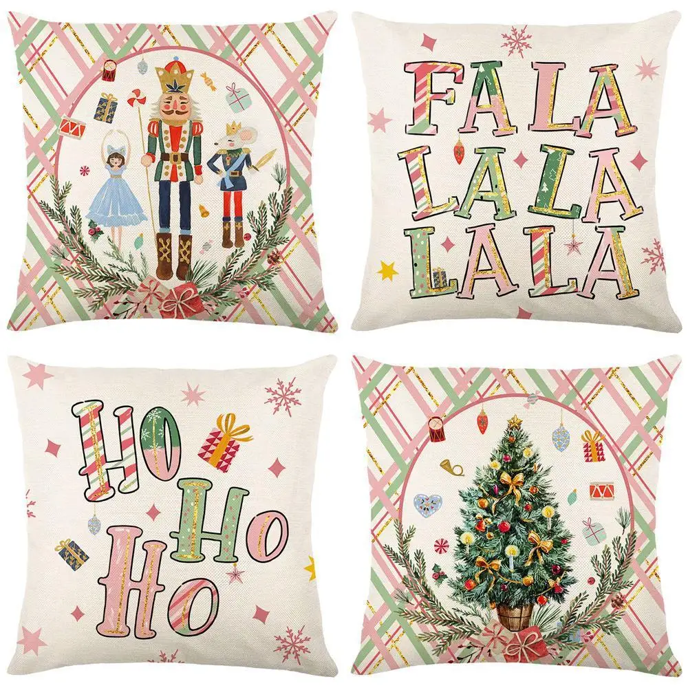 

4Pcs 45cm Christmas Pillowcase Merry Christmas Decor For Home Cristmas Cushion Cover Ornament 2025 Navidad Gifts New Year 2026