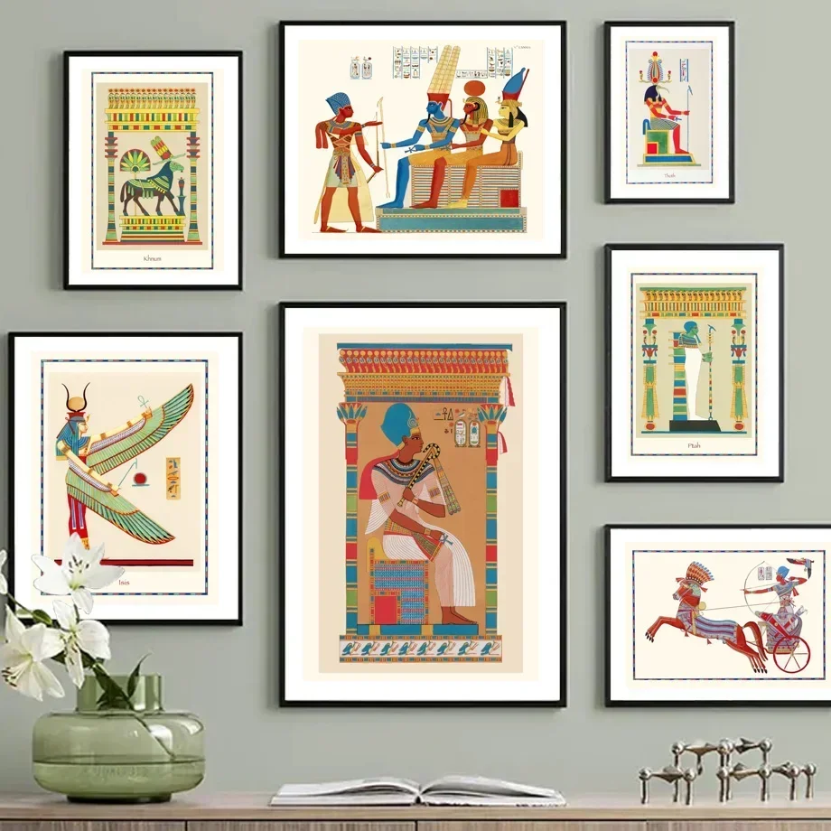 Póster nórdico de Dios de Egipto, impresión artística de pared, pintura en lienzo, decoración del hogar, imágenes para sala de estar, Isis, Thoth, Khnum, Ptah, Osiris