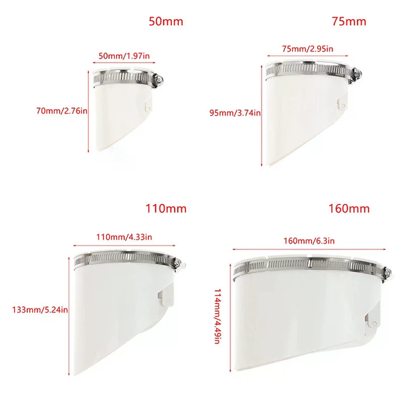 50-160 مللي متر أنبوب صرف مصارف أرضية الأبيض مصفاة التوصيل مع المشبك بولي كلوريد الفينيل مكافحة ارتجاعي مكافحة رائحة صمام المجاري الشعر تصفية #6