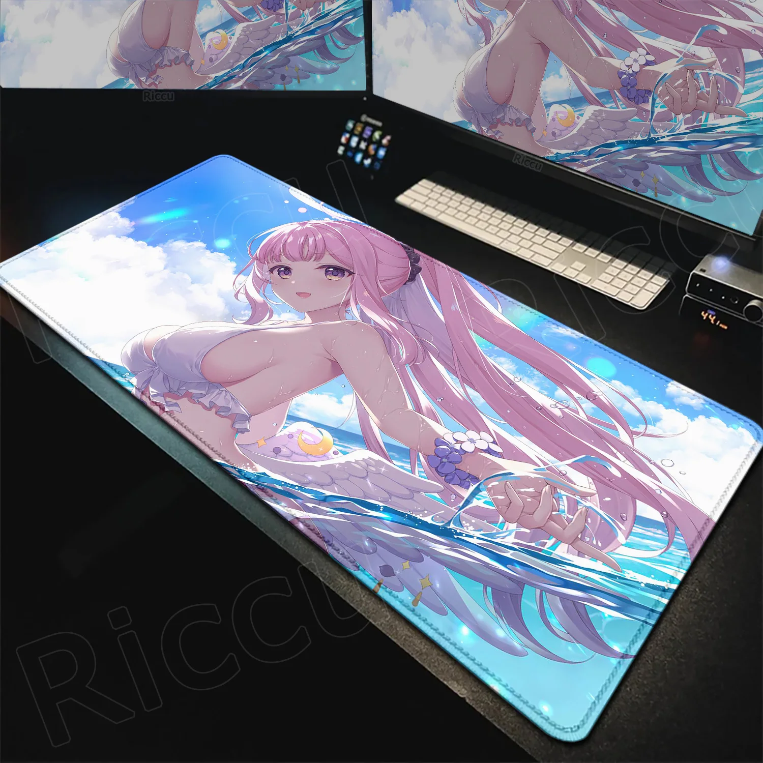 Kawaii فتاة لعبة الأزرق الأرشيف ميسونو ميكا ماوس الوسادة ألعاب عدم الانزلاق المطاط حافة قفل ماوس الكمبيوتر المحمول الألعاب الكمبيوتر أنيمي حصيرة مكتبية