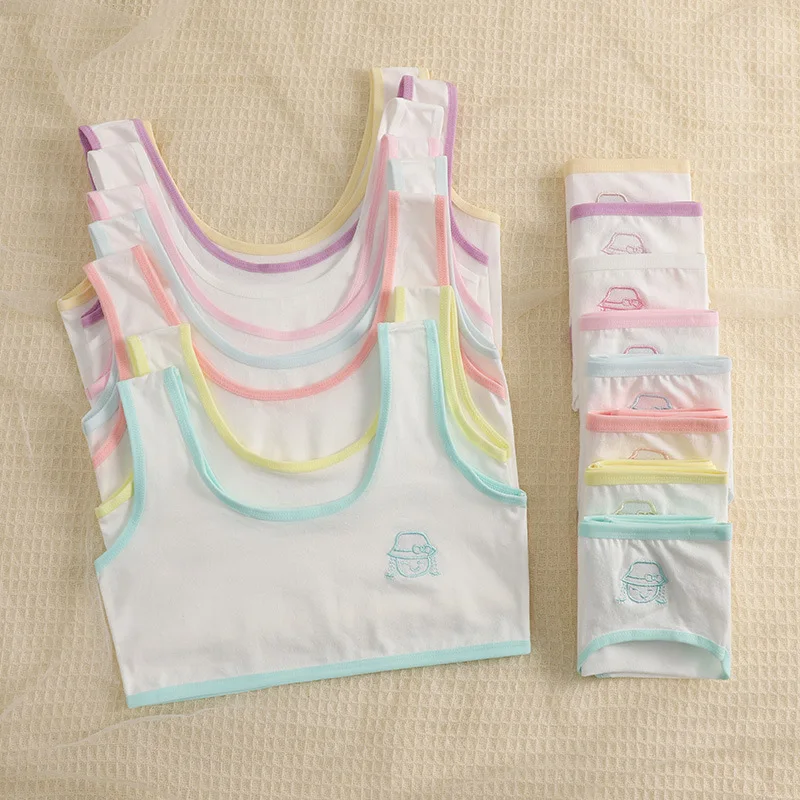 Girls' Developmental Pure Cotton Vests Students, Girls, Elementary School Students, Comfortable and Breathable Underwear Sets