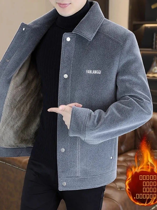 

Men's Casual Faion Thiened Fce Lined Jaet Autumn Winter ort Sle Warm Leisure Outerwear Korean Version Top