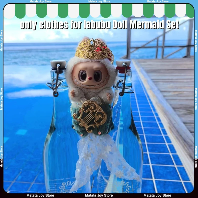 

Only Clothes For Labubu Doll Mermaid Set Bikini 17cm Swimsuit Shell Pearl Accessories Fashionable Luxury Glittery Crown Outfit