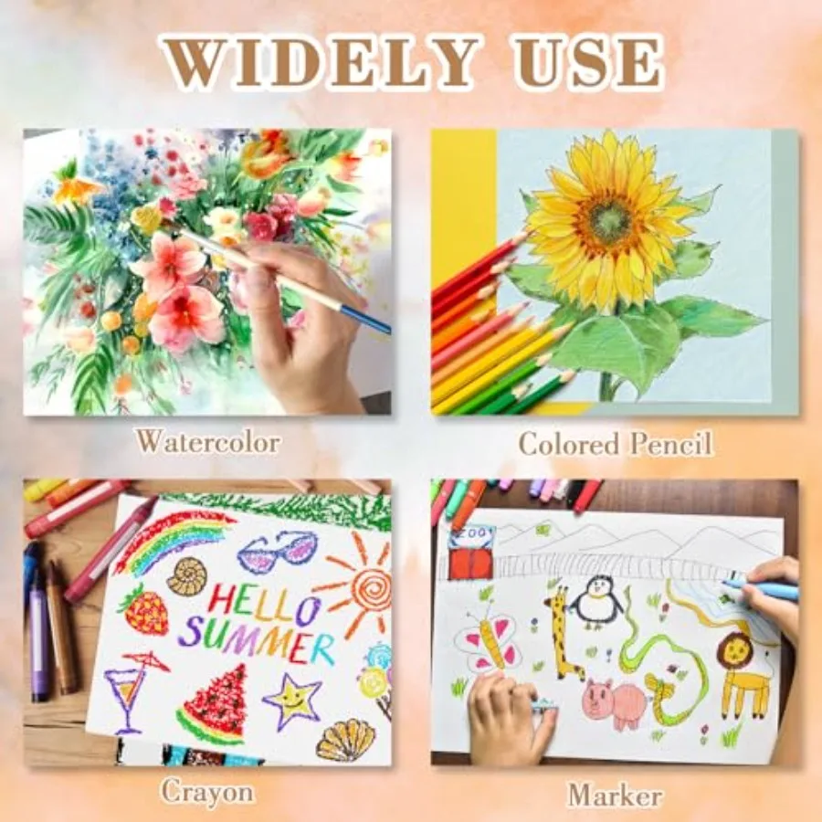 Watercolor Paper Pad, 140lb/300g Water Color Paper, 20 Sheets Cold Press Drawing Painting Paper Sketchbook Notebook, Art Suppli view 6