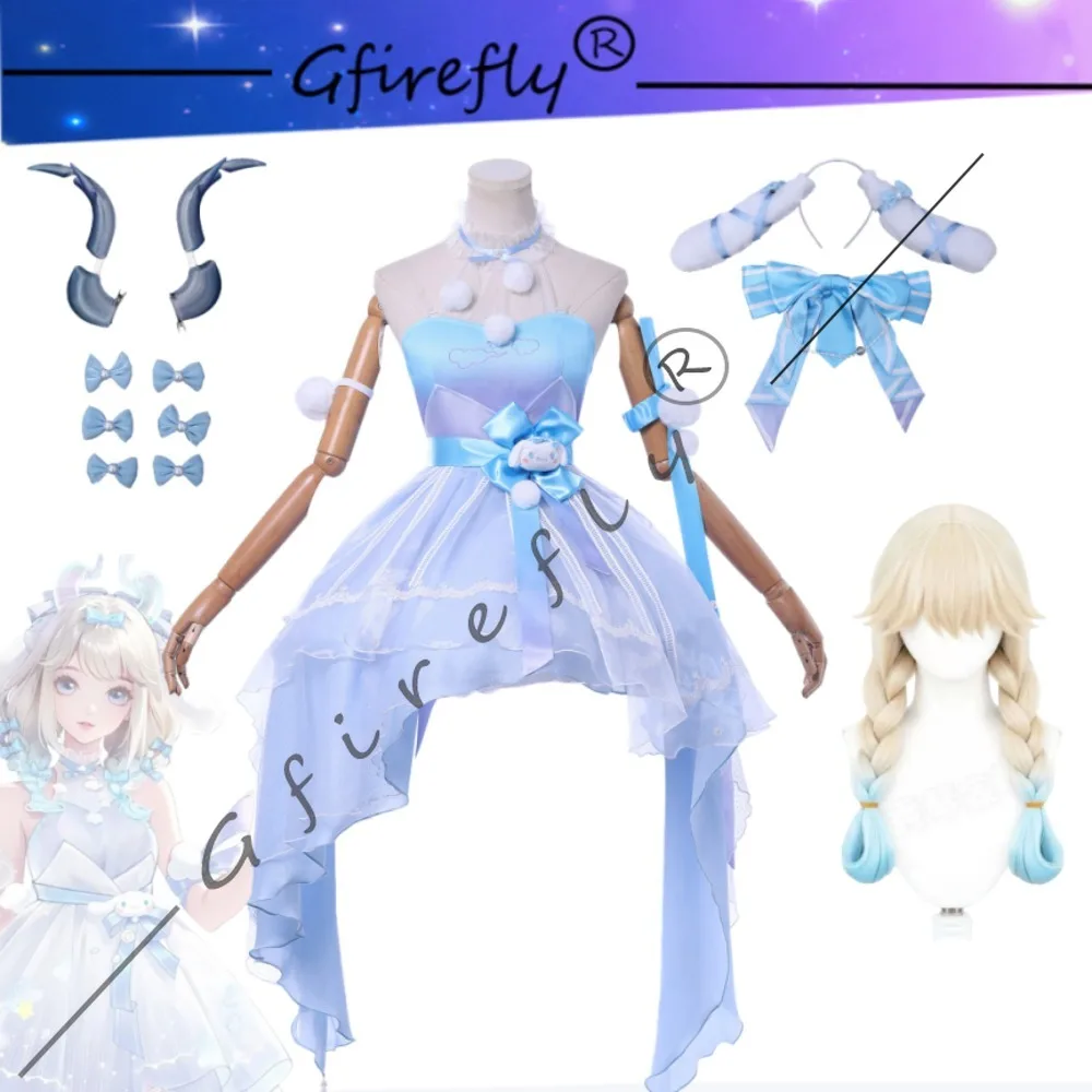 

Honor of Kings Yaria Cosplay Costume Character Same Style Collaboration Blue Dress Accessories Wig Full Set Performance Costume