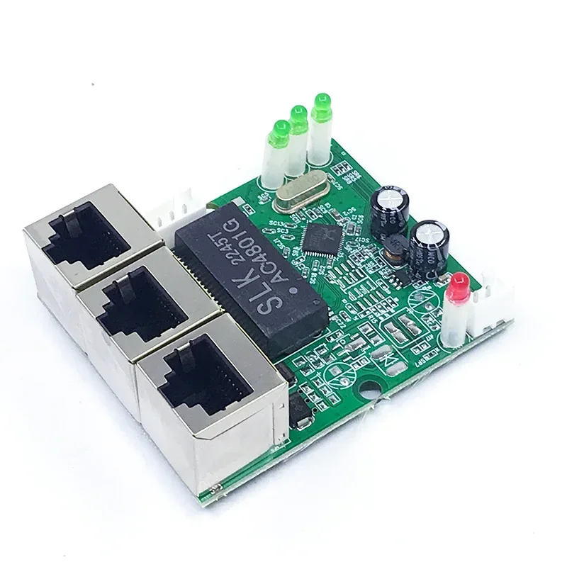 Mini PCBA 4 Poorten Netwerkmini ethernet switch module 10/100Mbps 5V 12V 15V 18V met Bliksembeveiliging 4KV, antistatische 4KV