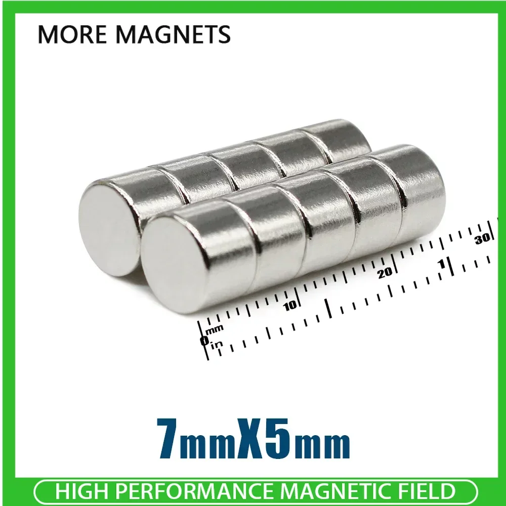 20/50/100PCS 7x5mm Mini Round Super Strong Neodymium Magnets N35 Powerful Fridge Magnets 7*5mm Magnetic Sheet Fishing Magnet