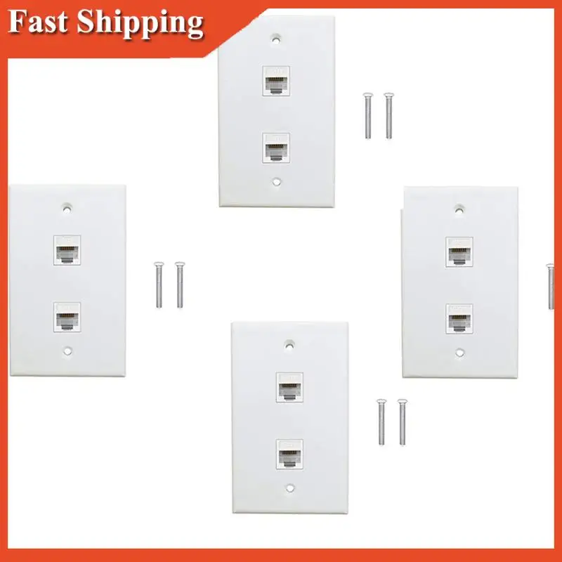 

AB97-4 Pack 2 Port Ethernet Wall Plate, Cat6 Female To Female Wall Jack RJ45 Keystone Inline Coupler Wall Outlet, White