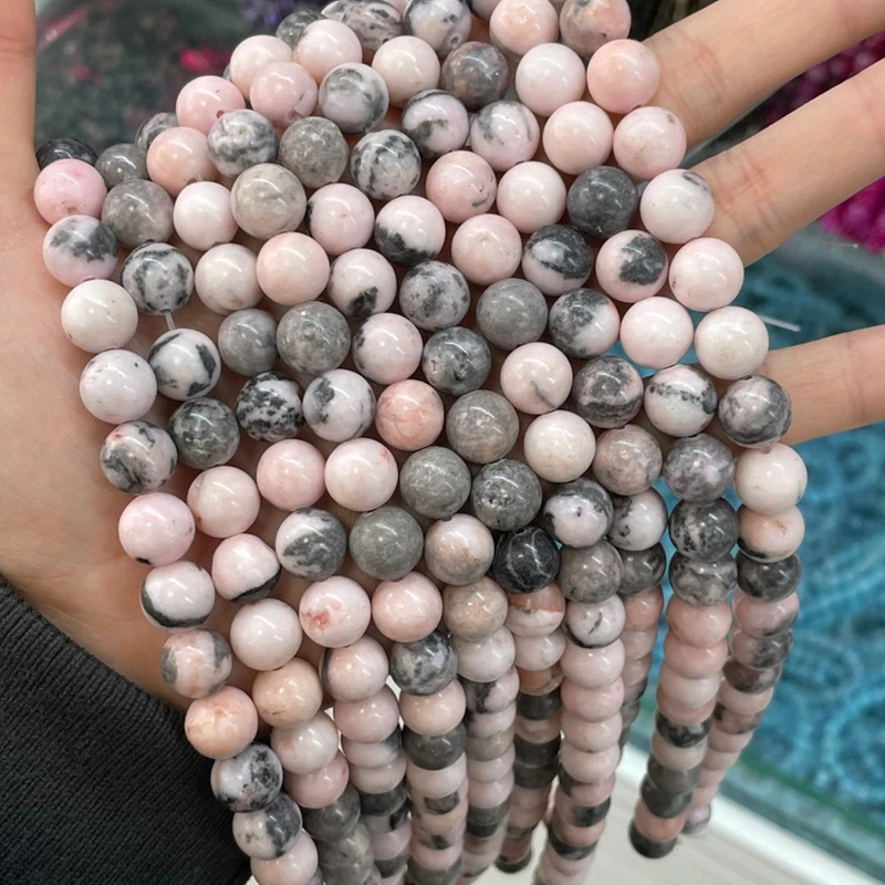 

Farsighte Star Natural Stone Powder Zebra Jasper Round Loose Spacer Beads Jewelry Diy Bracelet Necklace 4-12mm Space Beads