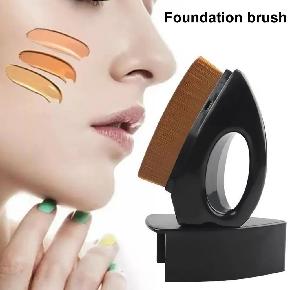 Compact Size Flat-Headed Foundation Brush para as Mulheres, escova de superfície portátil, ferramenta de maquiagem à prova de poeira, acessório ideal