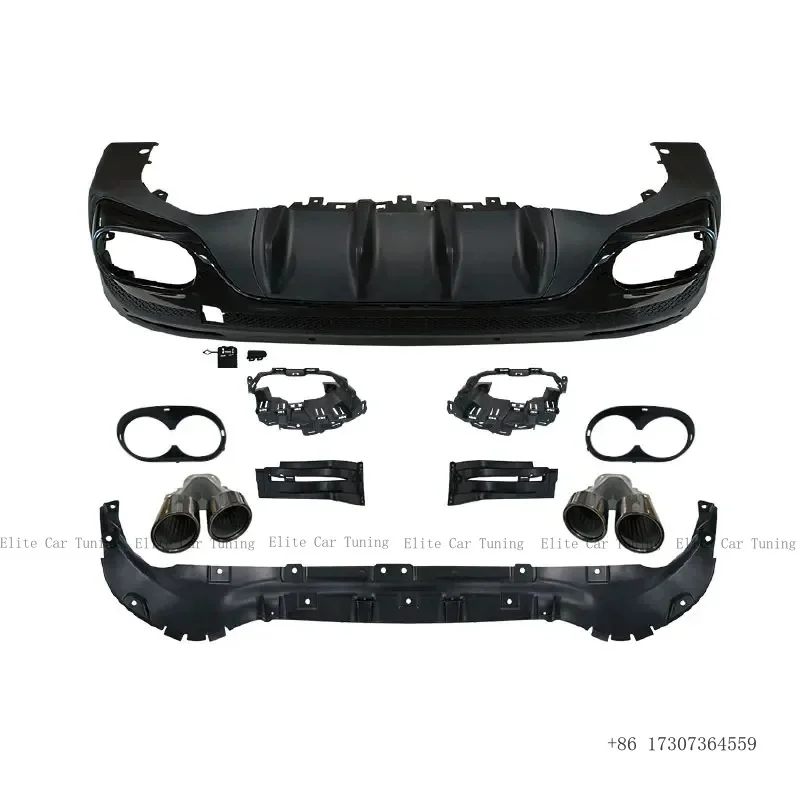 PP Material 45 Style Car Rear Diffuser Lip Kits Muffler Exhaust for  GLB Class GLB200 GLB180 GLB250 2020-2022 Car Bodykit