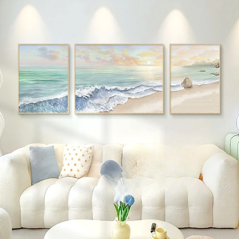 

Cream wind, living room, decorative painting, atmosphere, sofa, background wall, hanging painting