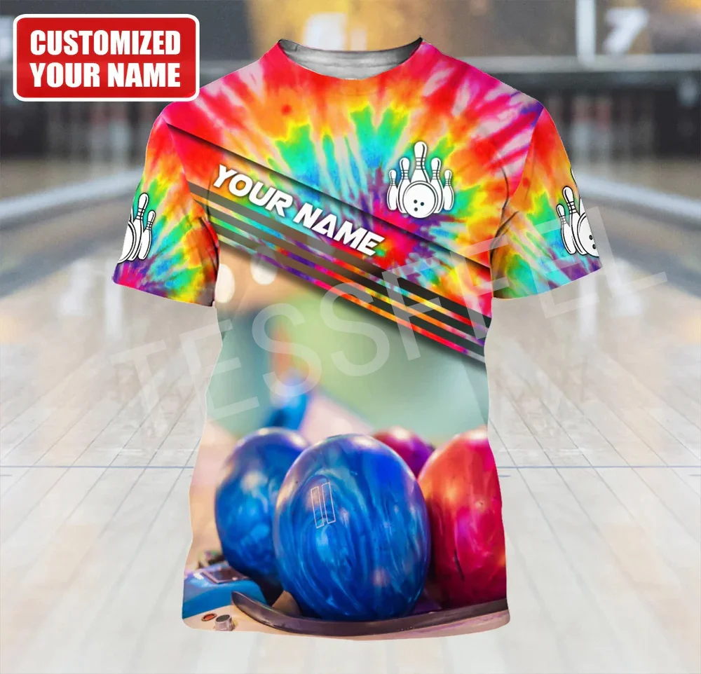 NewFashion Custom Name Sports Bowling Player Tattoo Summer Harajuku 3DPrint Streetwear Casual T-Shirts Men/Women Short Sleeves C